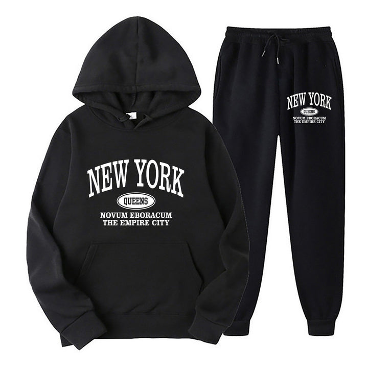 Kvinnors sportig hoodie-set med stor New York-tryck Mirla-Eva Jonsson