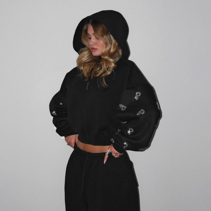 Kvinnors sportig sweatshirt hoodie med trendiga puffärmar Mirla-Eva Jonsson