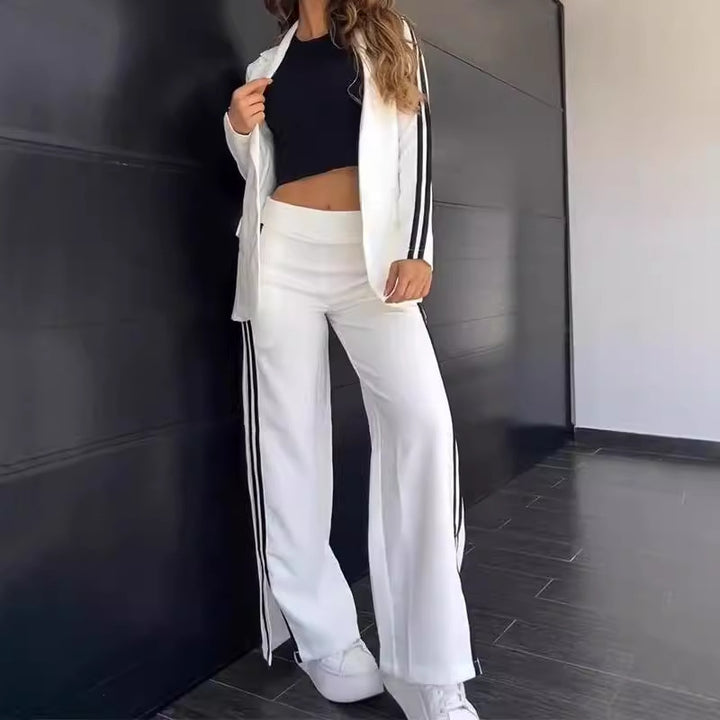 Kvinnors sportiga blazer-set med vida byxor Mirla-Eva Jonsson