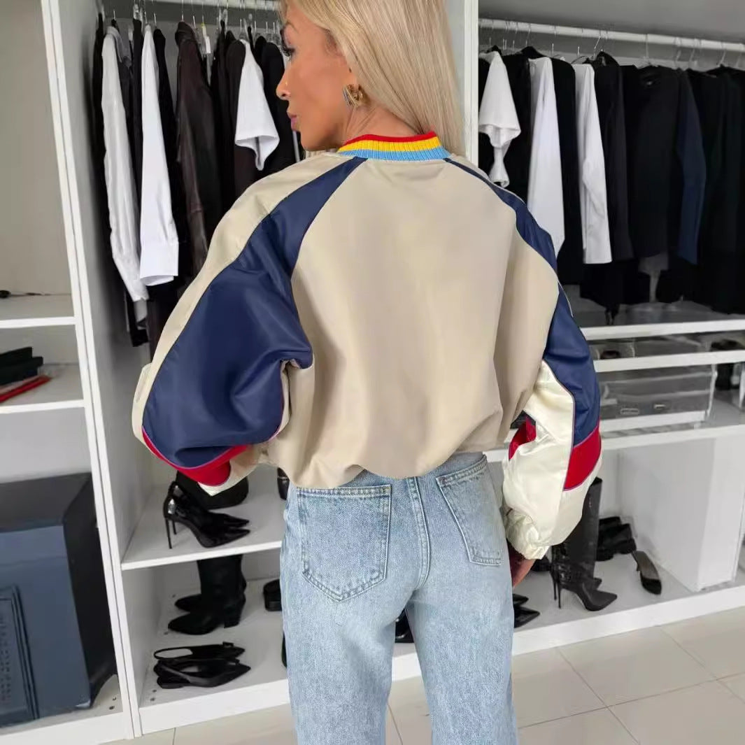 Kvinnors sportiga bomberjacka med färgblockdesign och elastiska muddar Mirla-Eva Jonsson