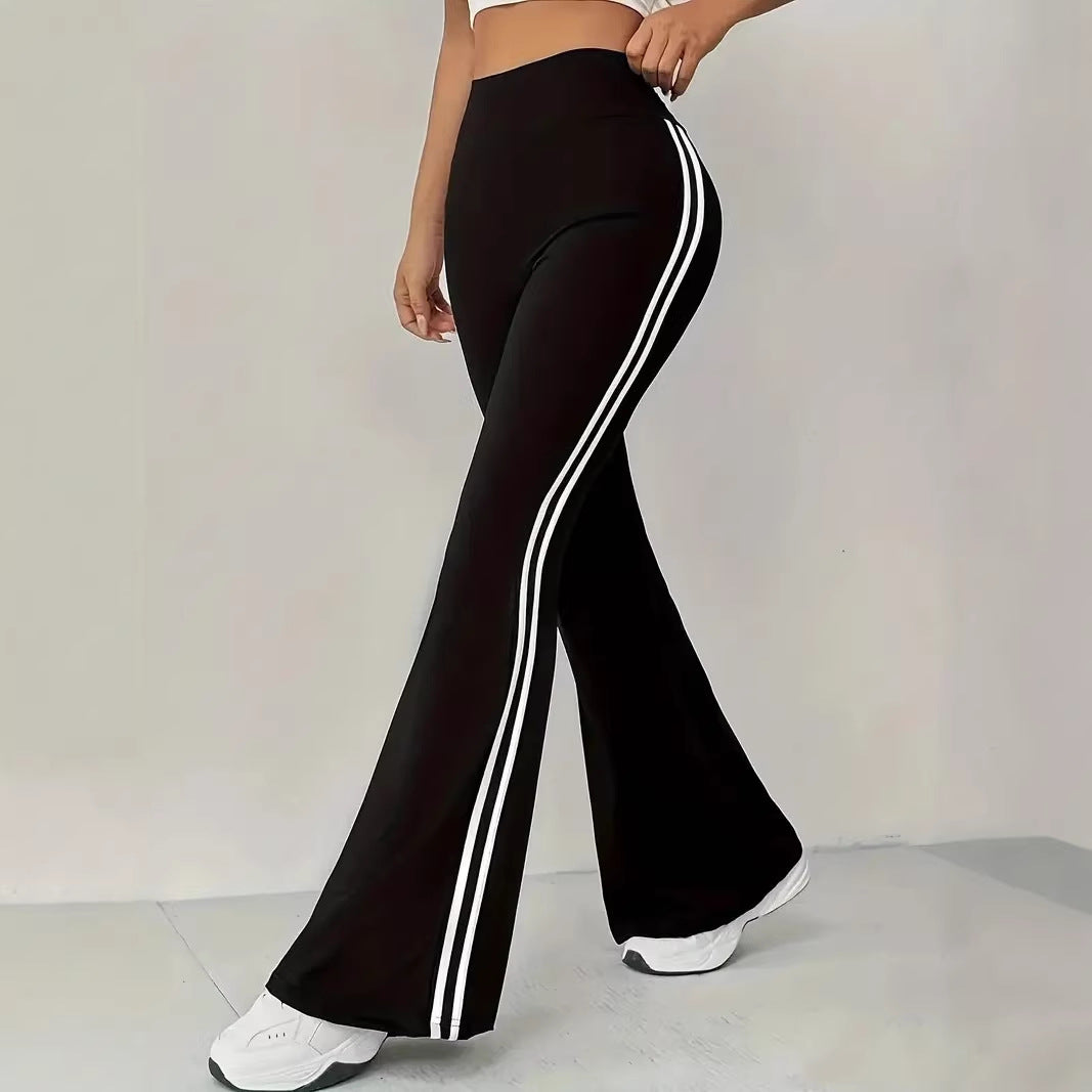 Kvinnors sportiga flare leggings med ränder Mirla-Eva Jonsson