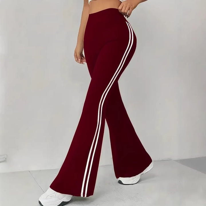 Kvinnors sportiga flare leggings med ränder Mirla-Eva Jonsson