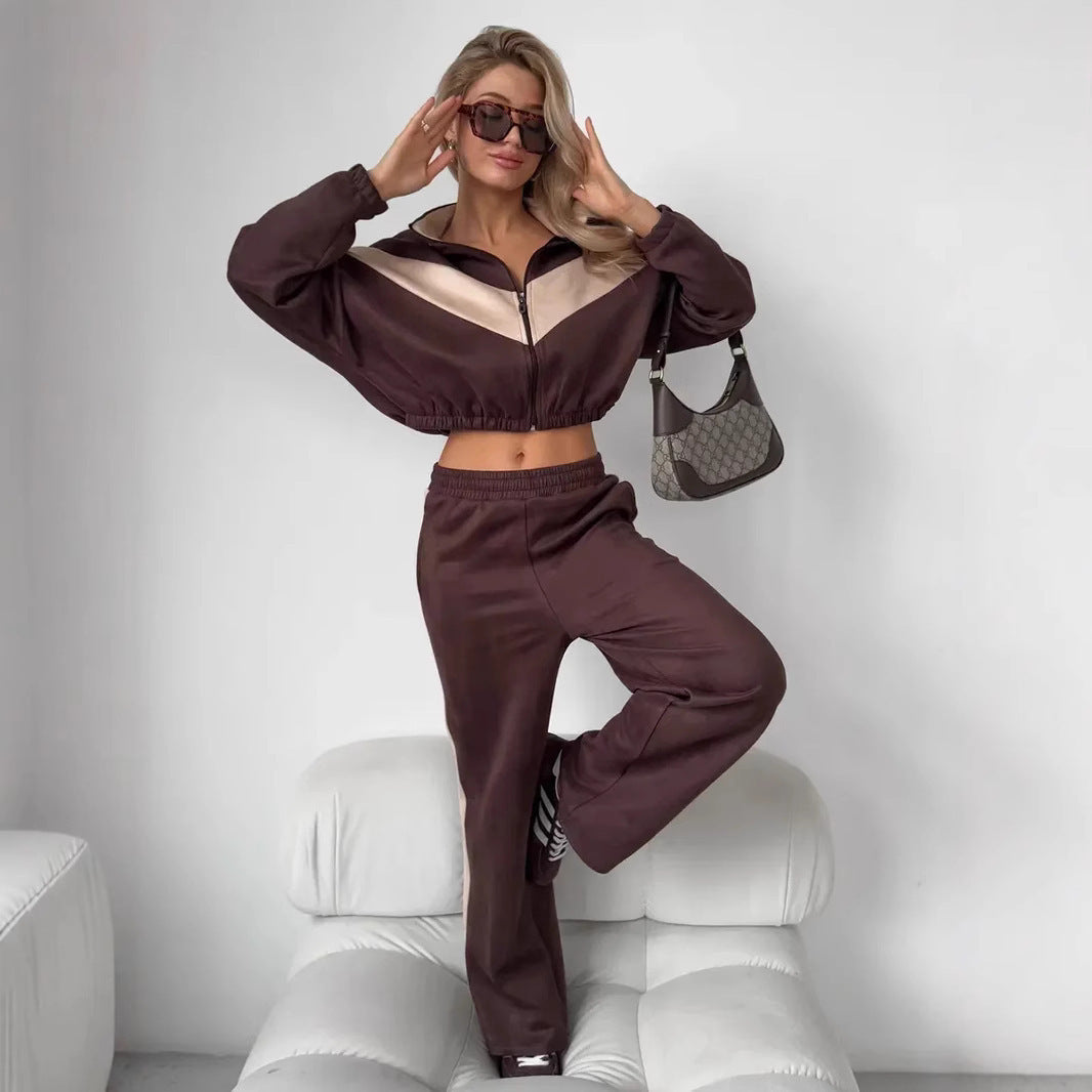 Kvinnors sportiga fleece-set med hög krage, dragkedja och lös passform Mirla-Eva Jonsson