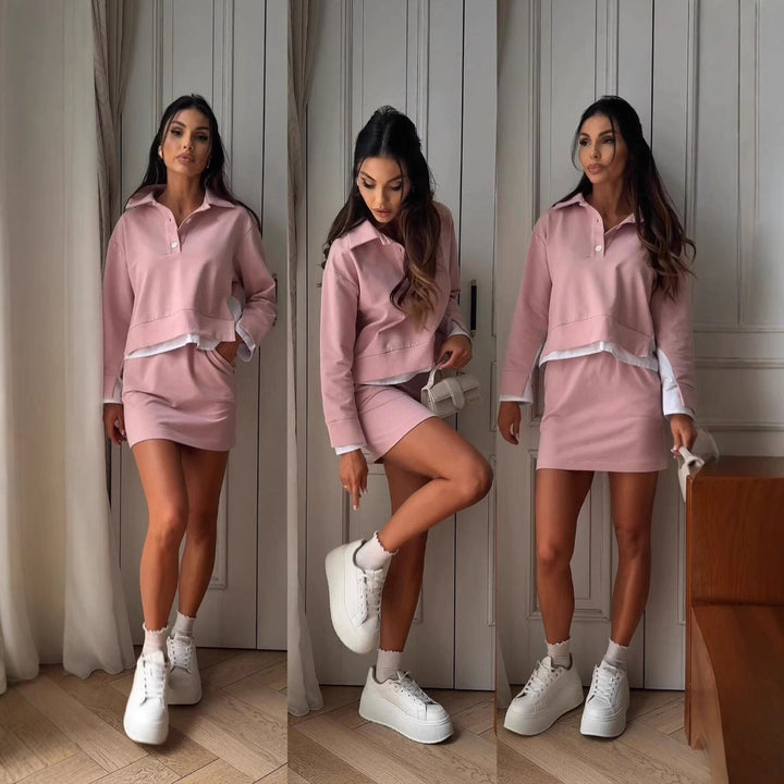 Kvinnors sportiga fritidskläder set med kombinerad sweatshirt och kjol Mirla-Eva Jonsson