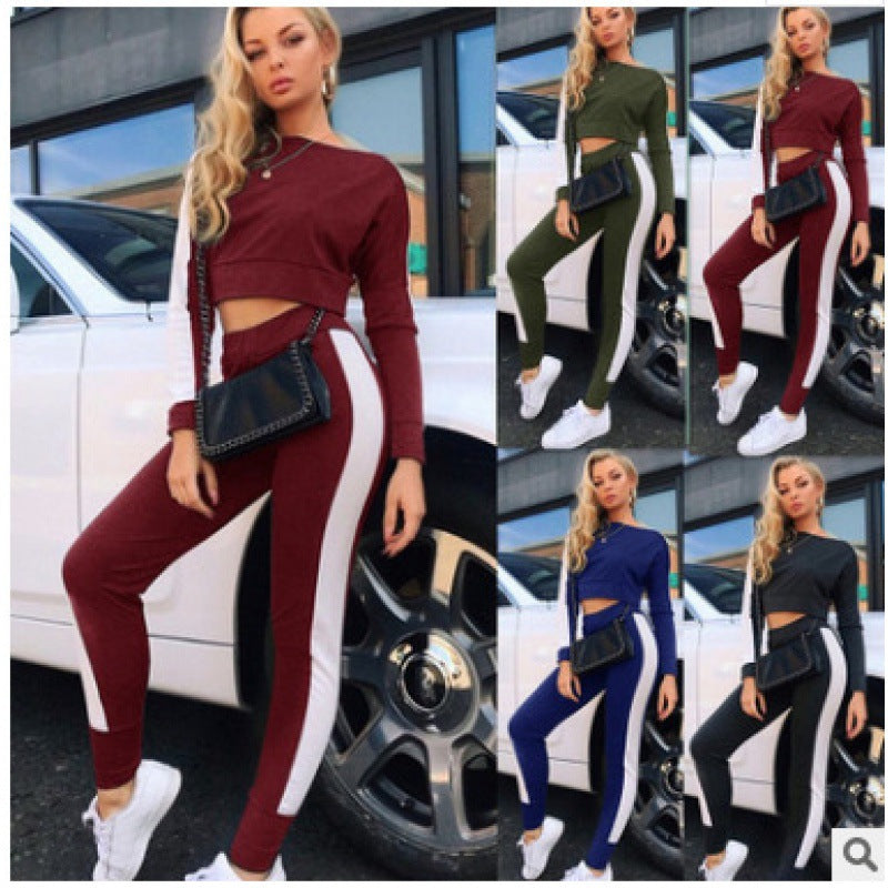 Kvinnors sportiga fritidsset med crop top och tajta byxor Mirla-Eva Jonsson