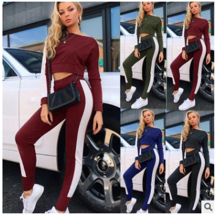 Kvinnors sportiga fritidsset med crop top och tajta byxor Mirla-Eva Jonsson