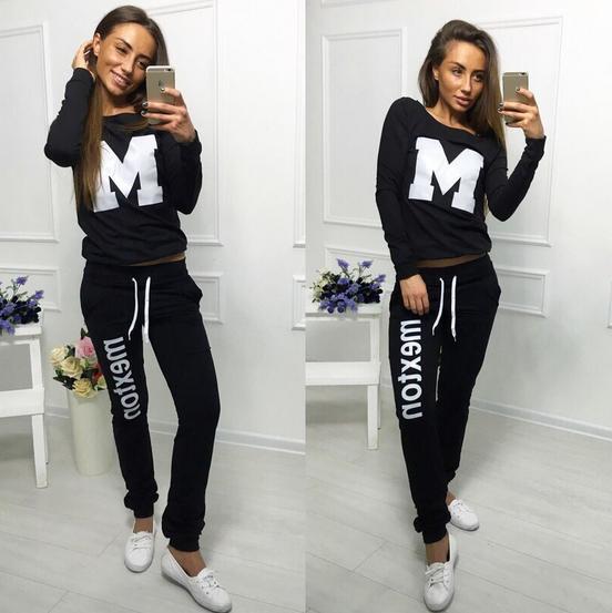 Kvinnors sportiga fritidsset med kreativt tryck Mirla-Eva Jonsson