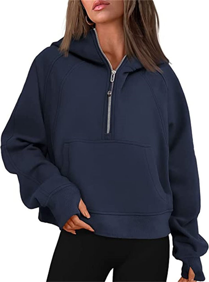 Kvinnors sportiga hoodie med halvstängd dragkedja Mirla-Eva Jonsson