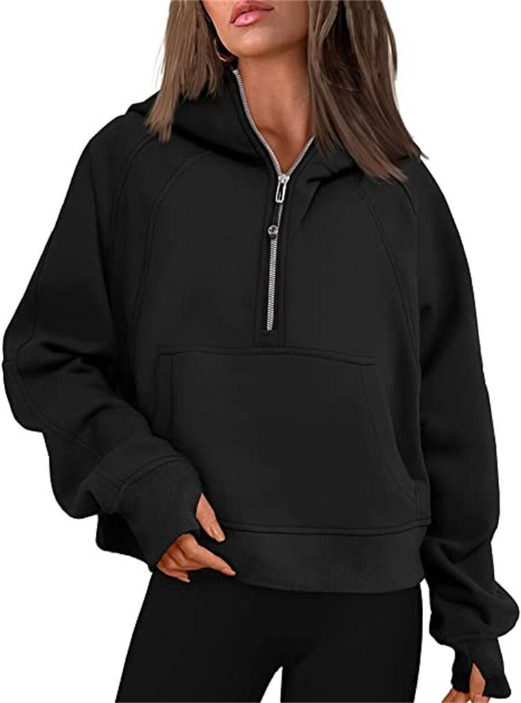 Kvinnors sportiga hoodie med halvstängd dragkedja Mirla-Eva Jonsson