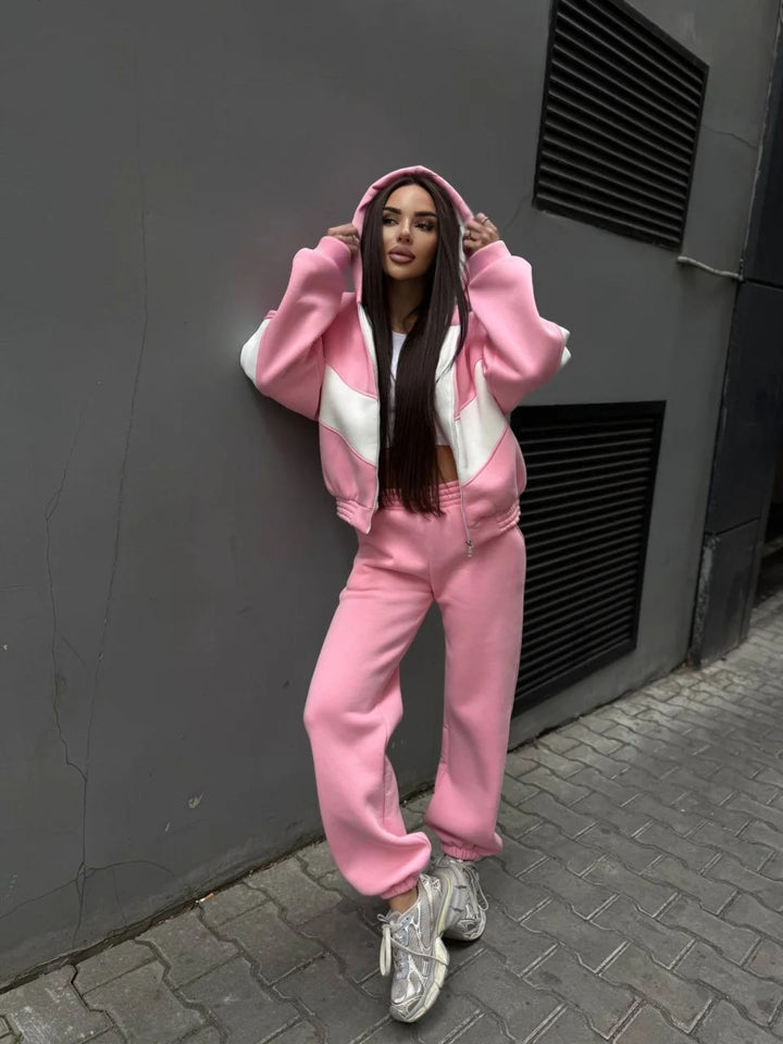 Kvinnors sportiga hoodie och bekväm joggerbyxor set Mirla-Eva Jonsson