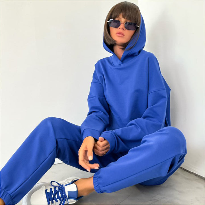 Kvinnors sportiga hoodie-set i mjuk bomullsblandning med praktiska fickor-Eva Jonsson