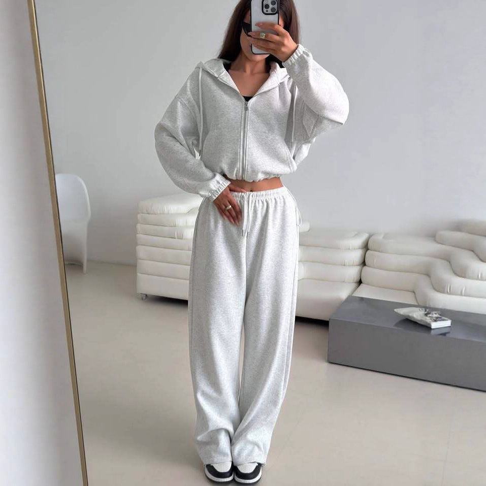 Kvinnors sportiga hoodie-set med dragkedja och elastisk midja Mirla-Eva Jonsson