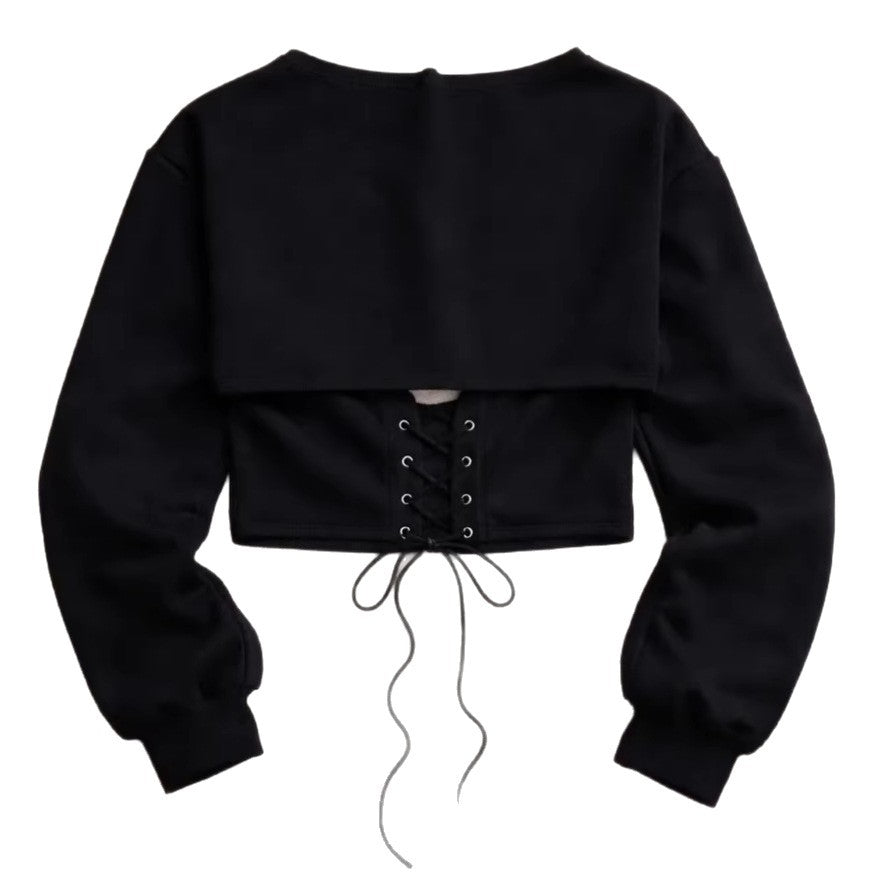 Kvinnors sportiga korta sweatshirt med snörning Mirla-Eva Jonsson