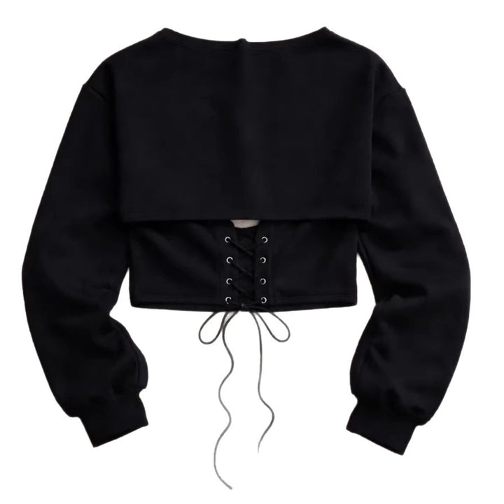 Kvinnors sportiga korta sweatshirt med snörning Mirla-Eva Jonsson