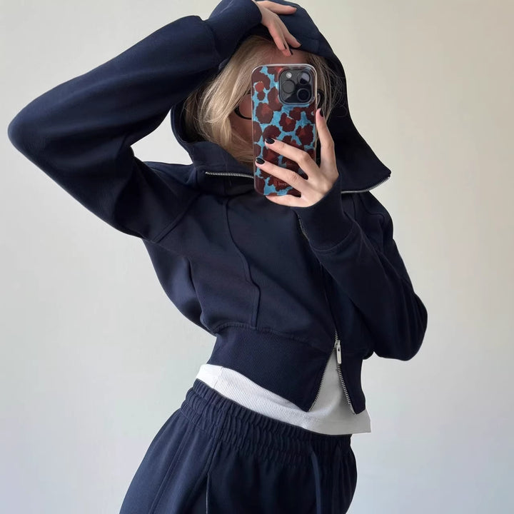 Kvinnors sportiga lounge set med hög krage och elastisk midja Mirla-Eva Jonsson