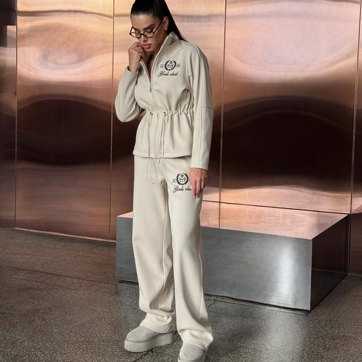 Kvinnors sportiga loungewear-set med hög krage och elastisk midja Mirla-Eva Jonsson