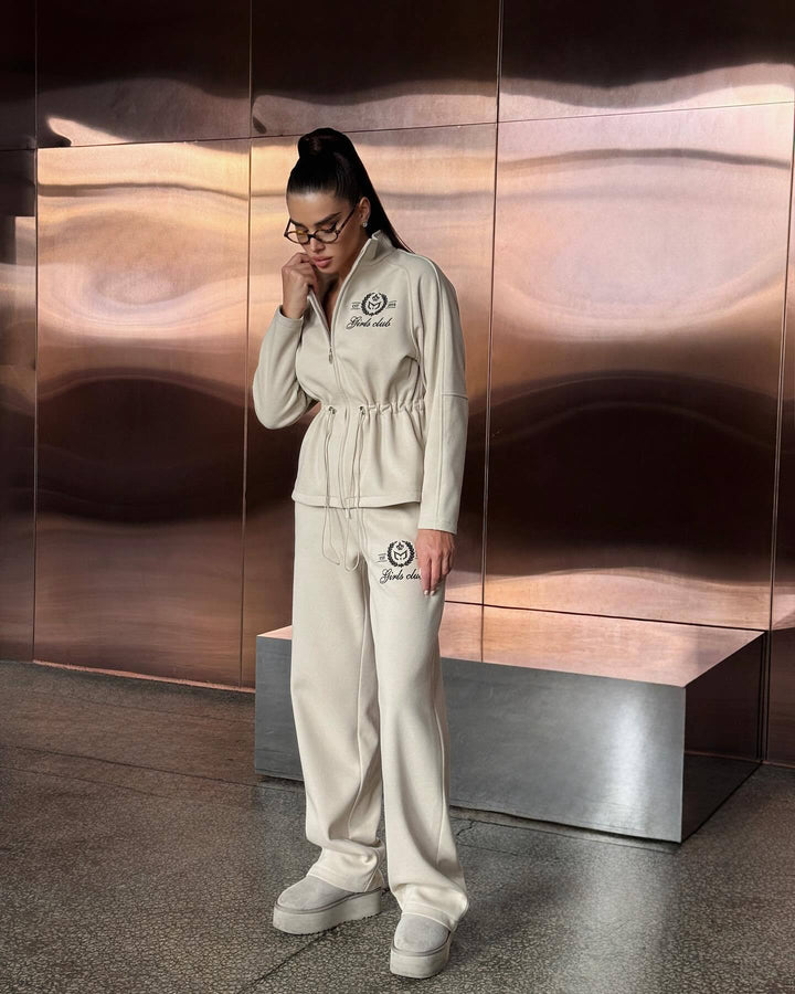 Kvinnors sportiga loungewear-set med hög krage och elastisk midja Mirla-Eva Jonsson
