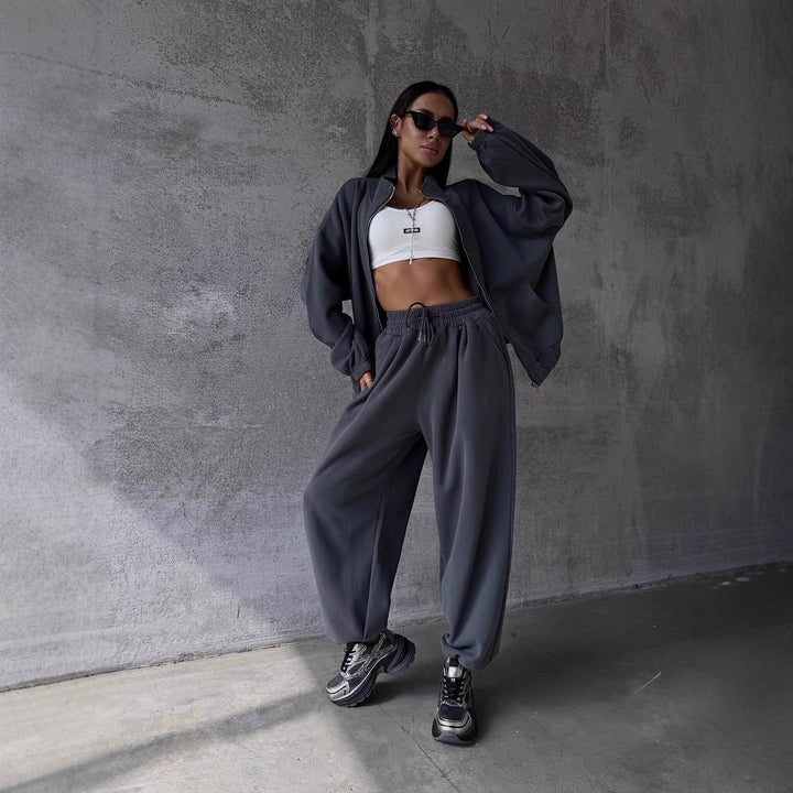 Kvinnors sportiga oversized lounge-set med elastisk midja Mirla-Eva Jonsson