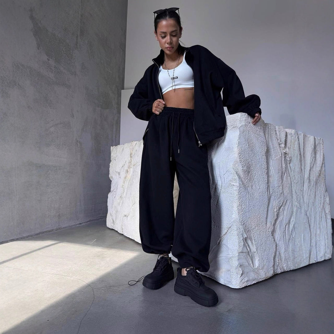 Kvinnors sportiga oversized lounge-set med elastisk midja Mirla-Eva Jonsson