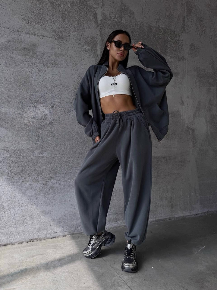 Kvinnors sportiga oversized lounge-set med elastisk midja Mirla-Eva Jonsson