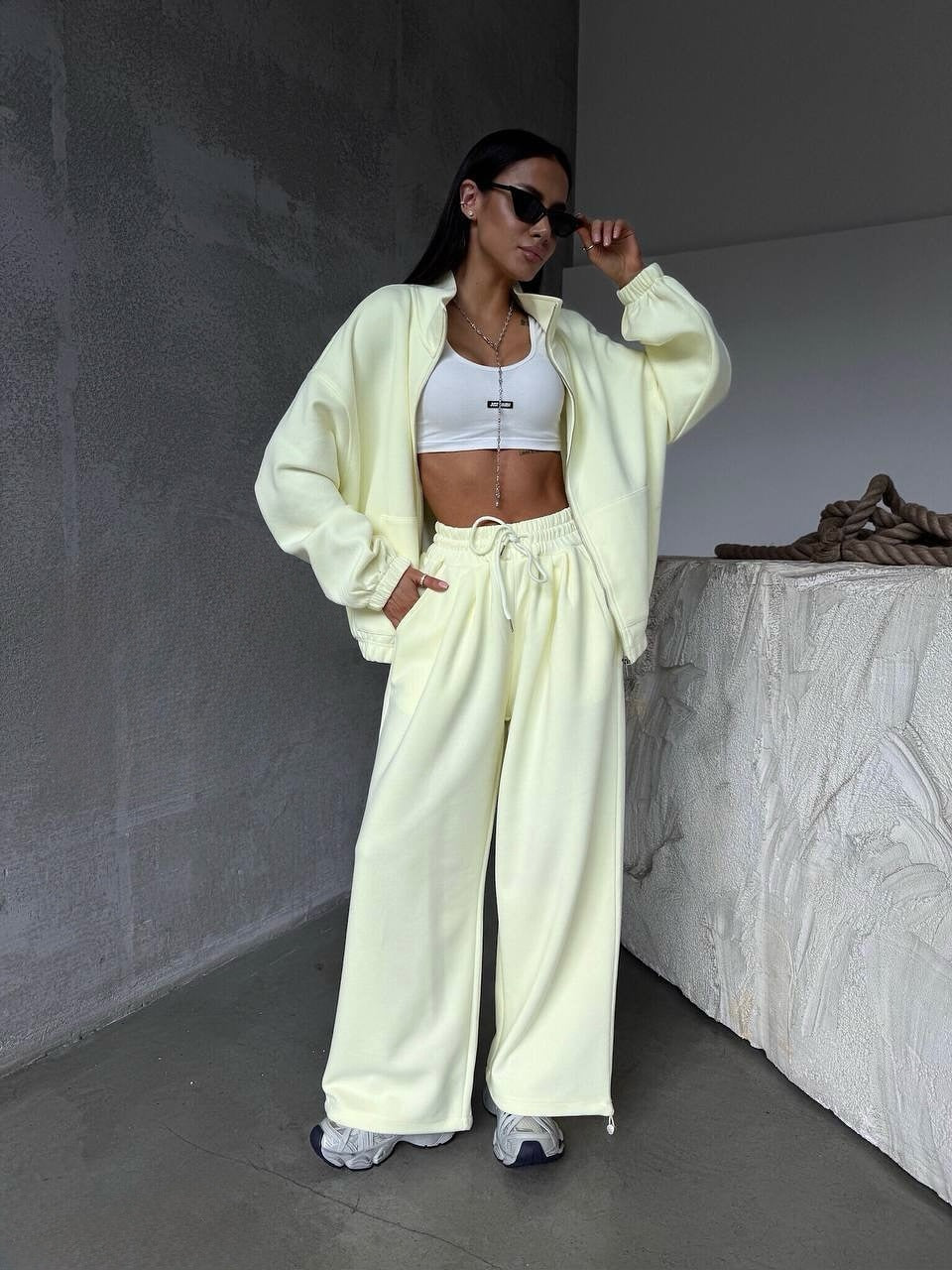 Kvinnors sportiga oversized lounge-set med elastisk midja Mirla-Eva Jonsson