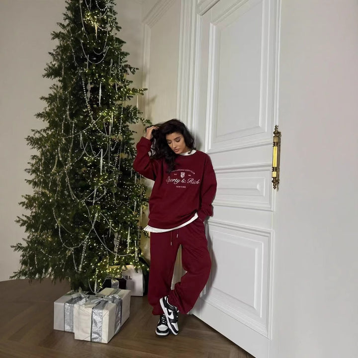 Kvinnors sportiga sweatshirt med lyxigt tryck och avslappnad passform Mirla-Eva Jonsson