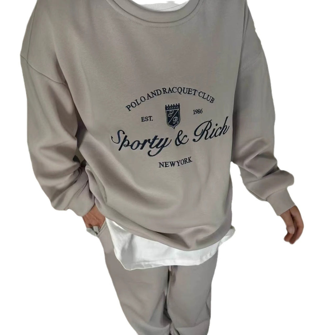Kvinnors sportiga sweatshirt med lyxigt tryck och avslappnad passform Mirla-Eva Jonsson