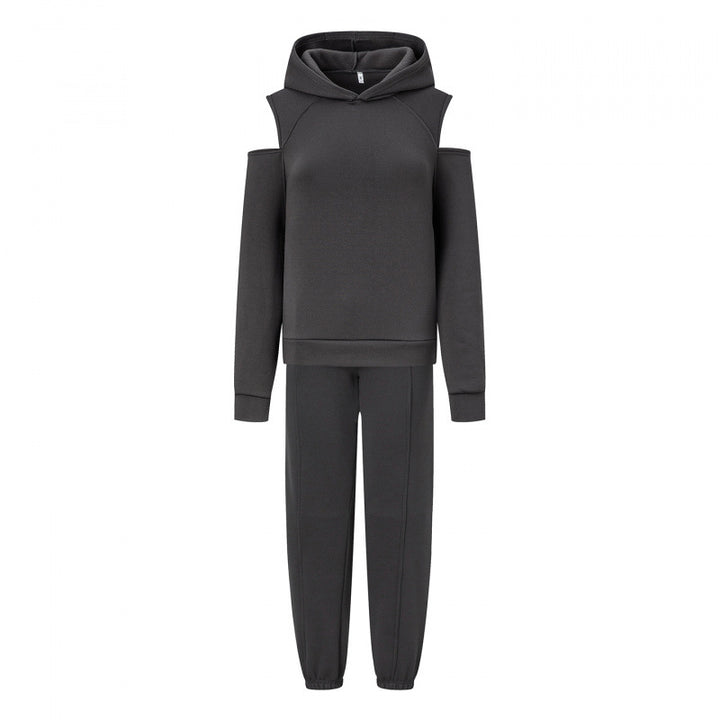 Kvinnors sportiga sweatshirt-set med djup ringning och sidraglansärmar Mirla-Eva Jonsson