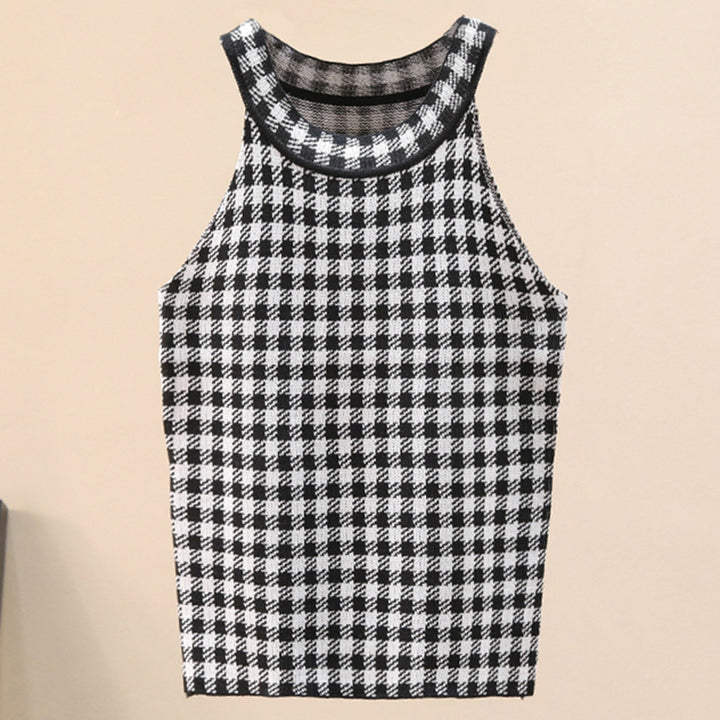 Kvinnors sportiga tanktop med elegant rutigt mönster Mirla-Eva Jonsson