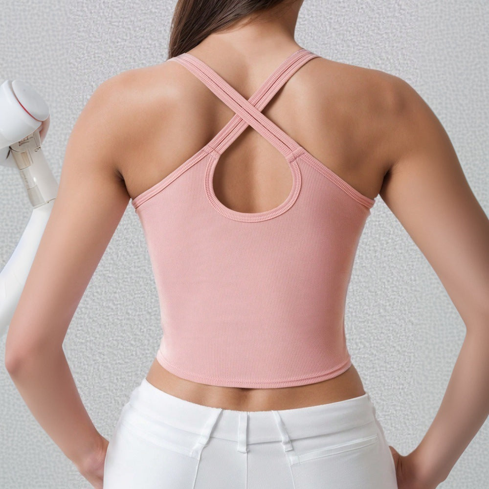 Kvinnors sportiga tanktop med slim fit och dekorativa remmar Mirla-Eva Jonsson