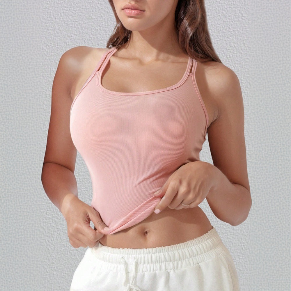 Kvinnors sportiga tanktop med slim fit och dekorativa remmar Mirla-Eva Jonsson