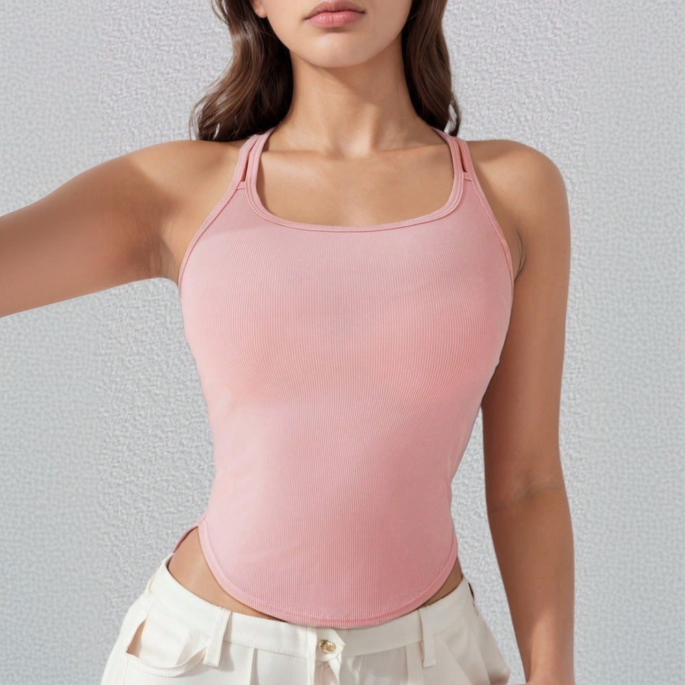 Kvinnors sportiga tanktop med slim fit och dekorativa remmar Mirla-Eva Jonsson