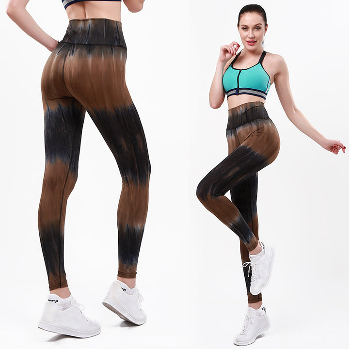 Kvinnors sportleggings med hög midja och unikt batikmönster Mirla-Eva Jonsson