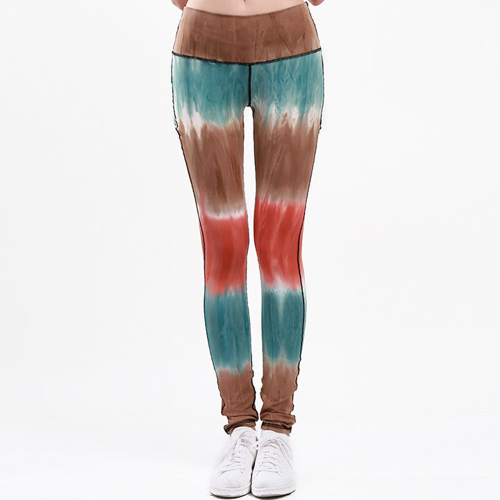Kvinnors sportleggings med hög midja och unikt batikmönster Mirla-Eva Jonsson