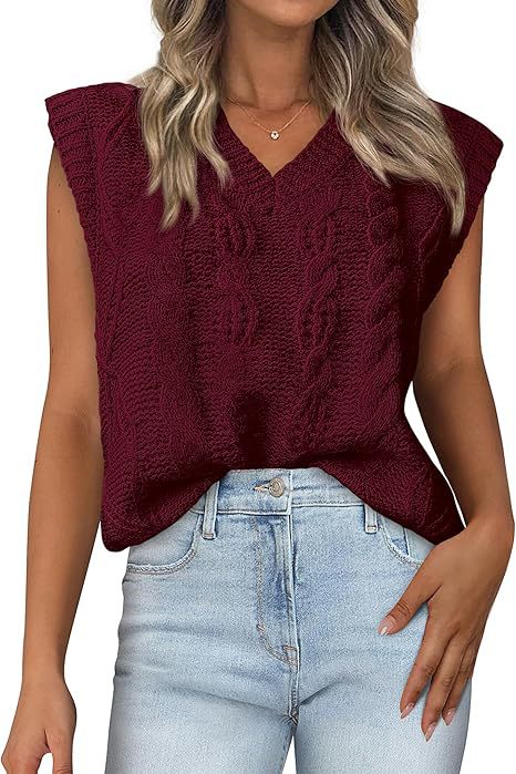 Kvinnors stickad överdel med V-ringning och strukturerat mönster Mirla-Eva Jonsson