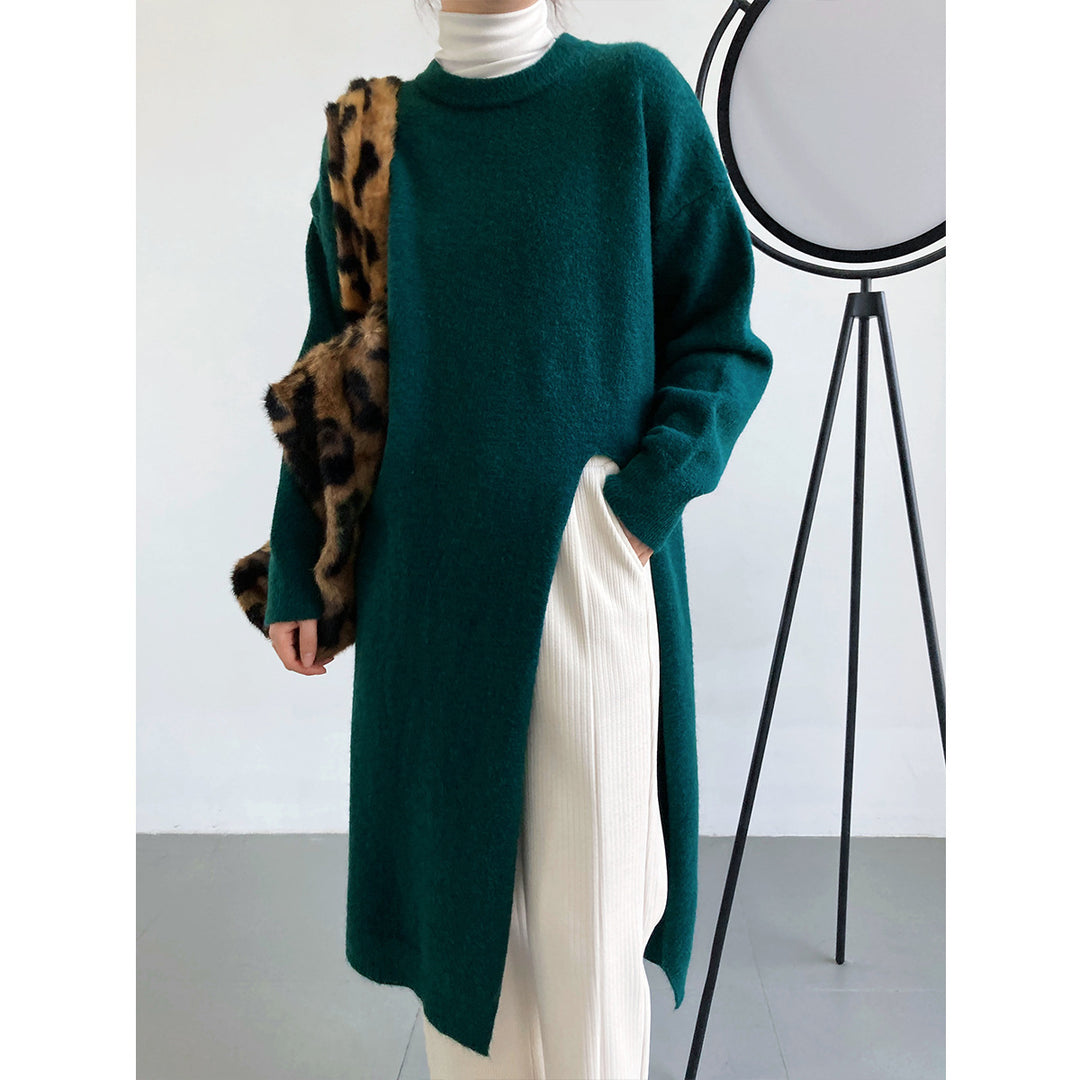 Kvinnors stickad pullover med långa ärmar och elegant rund hals Mirla-Eva Jonsson
