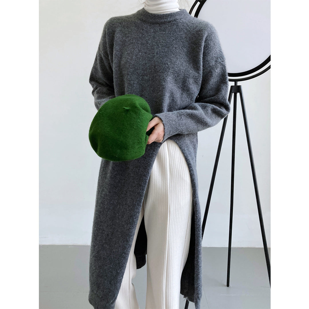 Kvinnors stickad pullover med långa ärmar och elegant rund hals Mirla-Eva Jonsson