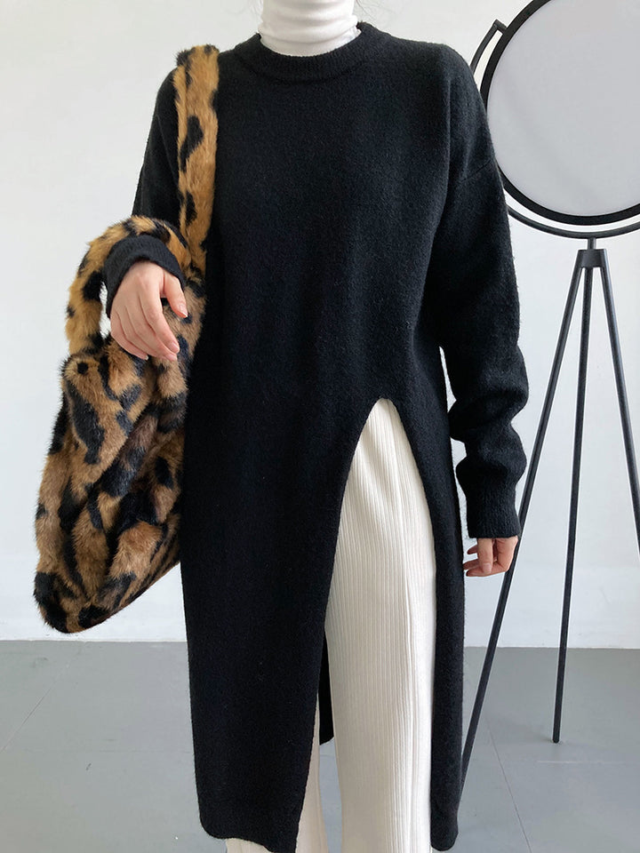 Kvinnors stickad pullover med långa ärmar och elegant rund hals Mirla-Eva Jonsson