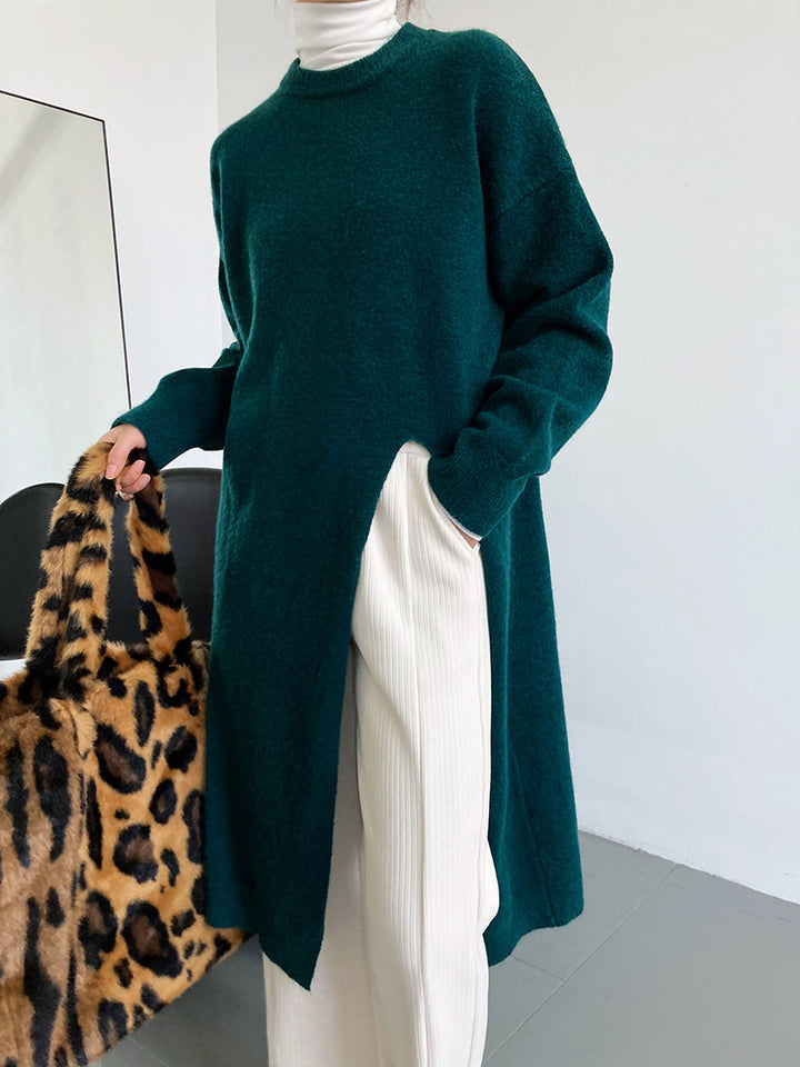 Kvinnors stickad pullover med långa ärmar och elegant rund hals Mirla-Eva Jonsson