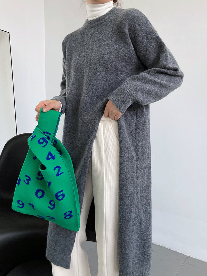 Kvinnors stickad pullover med långa ärmar och elegant rund hals Mirla-Eva Jonsson