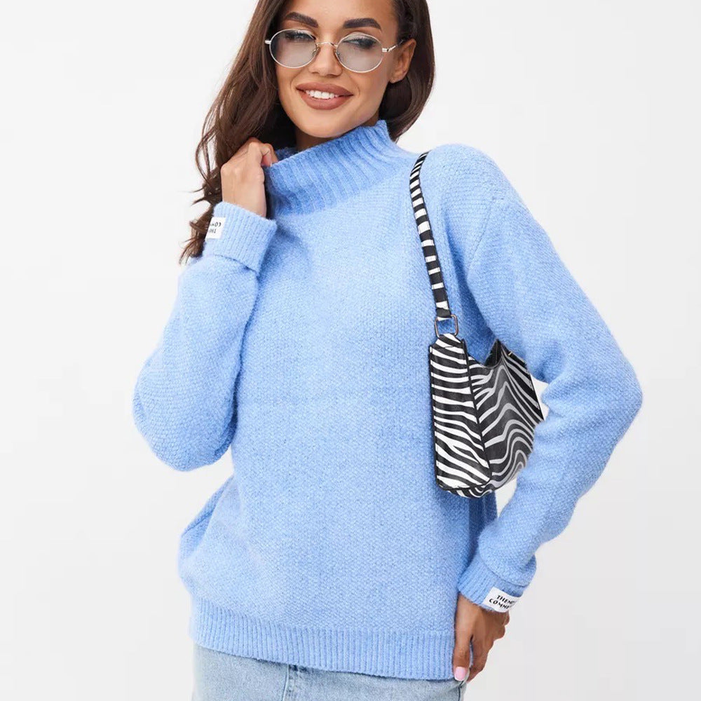 Kvinnors stickad pullover med ståkrage Mirla-Eva Jonsson