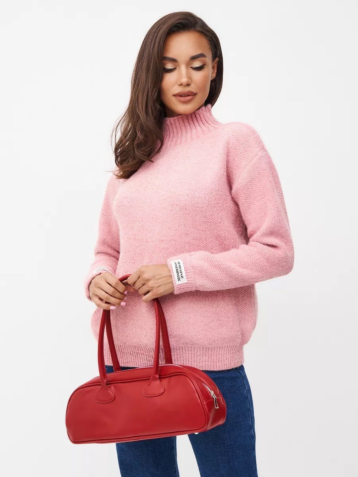 Kvinnors stickad pullover med ståkrage Mirla-Eva Jonsson