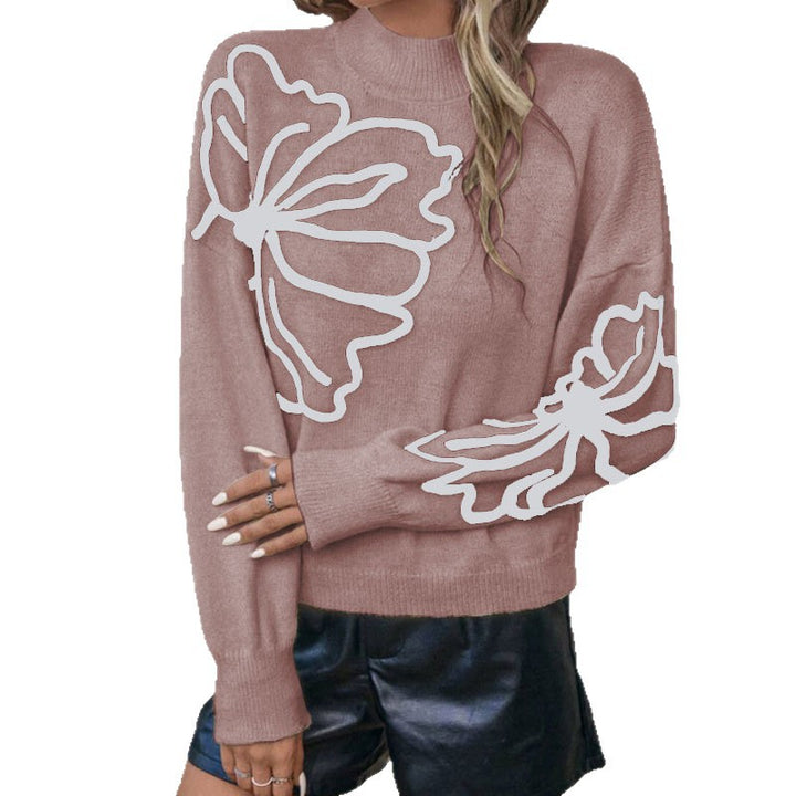 Kvinnors stickad tröja med blommigt 3D-design Mirla-Eva Jonsson