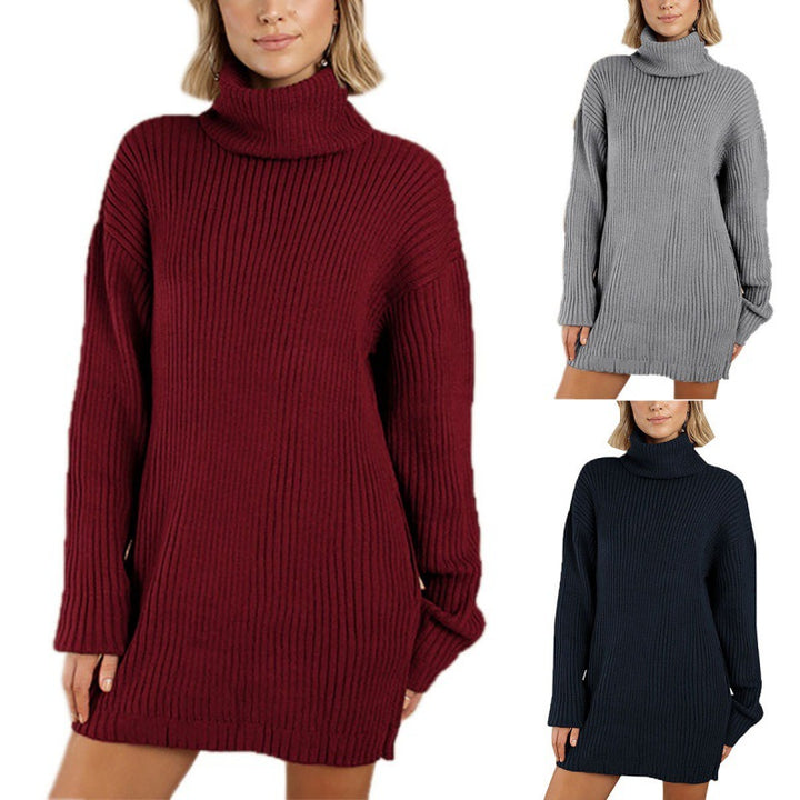 Kvinnors stickad tröja med hög krage i oversized stil Mirla-Eva Jonsson