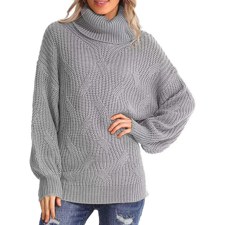 Kvinnors stickad tröja med hög krage och strukturerad stickad look Mirla-Eva Jonsson