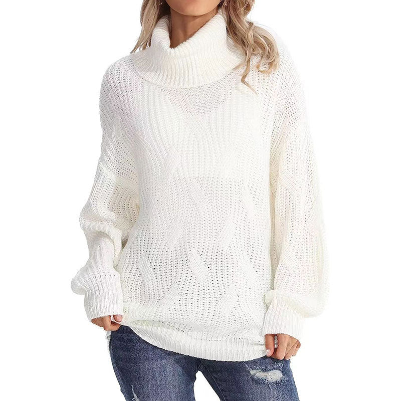 Kvinnors stickad tröja med hög krage och strukturerad stickad look Mirla-Eva Jonsson