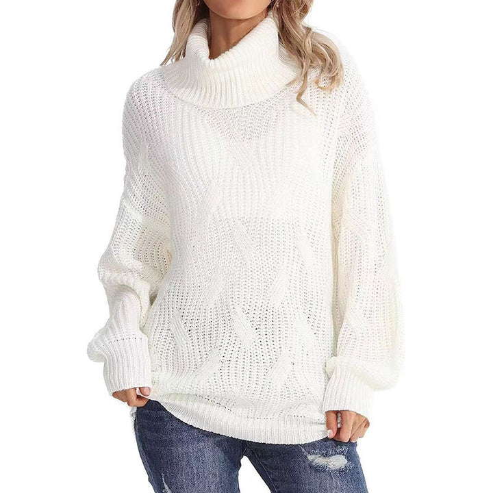 Kvinnors stickad tröja med hög krage och strukturerad stickad look Mirla-Eva Jonsson