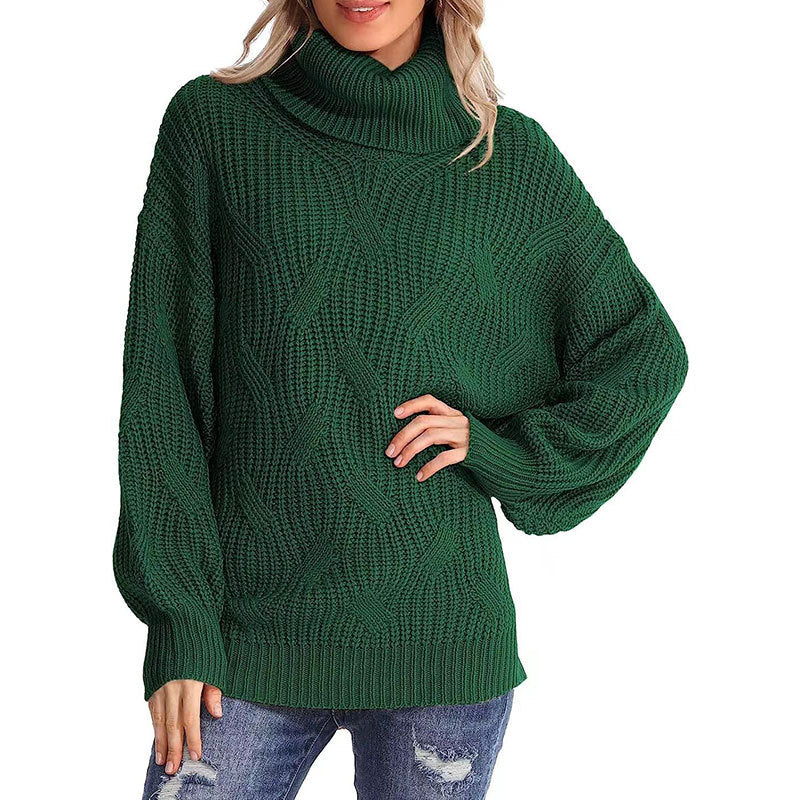 Kvinnors stickad tröja med hög krage och strukturerad stickad look Mirla-Eva Jonsson