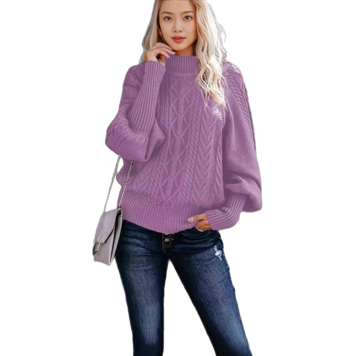 Kvinnors stickad tröja med hög krage och vridna stygn Mirla-Eva Jonsson