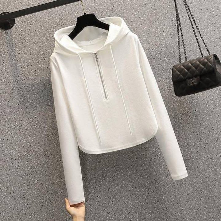 Kvinnors stiliga crop hoodie med praktisk dragkedja Mirla-Eva Jonsson